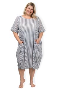 bavlněné pruhované šaty XXXL - bílá