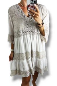 krajkové šaty XXL - krémová