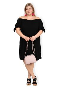 PLUS SIZE letní šaty s odhalenými rameny - černá
