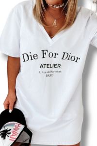 tričko s nápisem DIE FOR DIOR Atelier - bílá