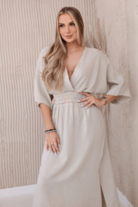mušelínové šaty Melanie - tmavá béžová