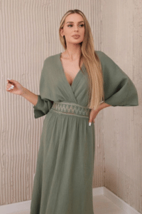 mušelínové šaty Melanie - khaki
