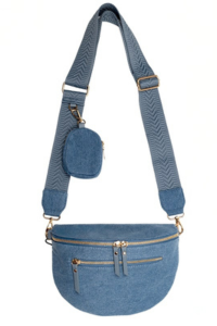 crossbody ledvinka v džínovém vzhledu