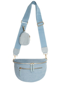 crossbody ledvinka v džínovém vzhledu