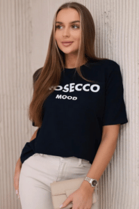 tričko s nápisem PROSECCO MOOD - černá