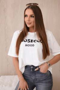 tričko s nápisem PROSECCO MOOD - bílá
