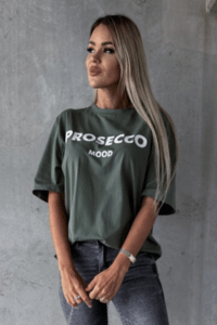 tričko s nápisem PROSECCO MOOD - khaki