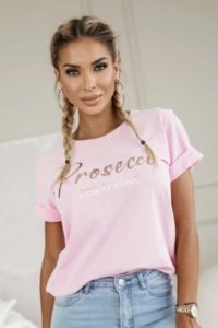 tričko s nápisem PROSECCO PER FAVORE - růžová