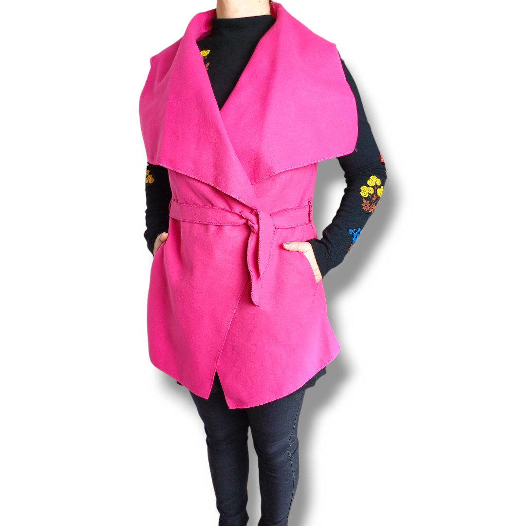 Moly - flaušová vesta krátká - magenta, sedne od velikosti XS do XL