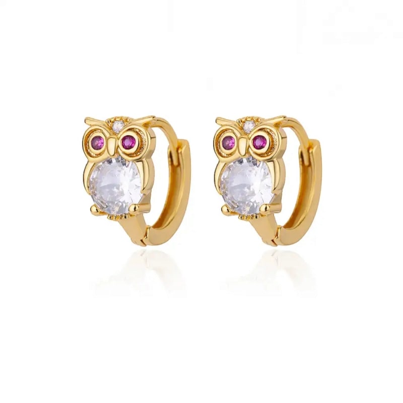 Dětské náušnice Gold Owl - zlatá, chirurgická ocel