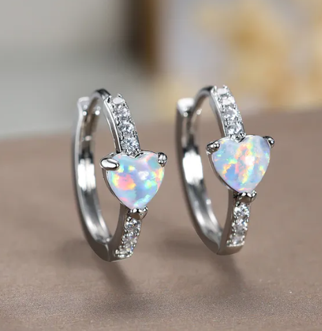 Dětské náušnice Opal Heart
