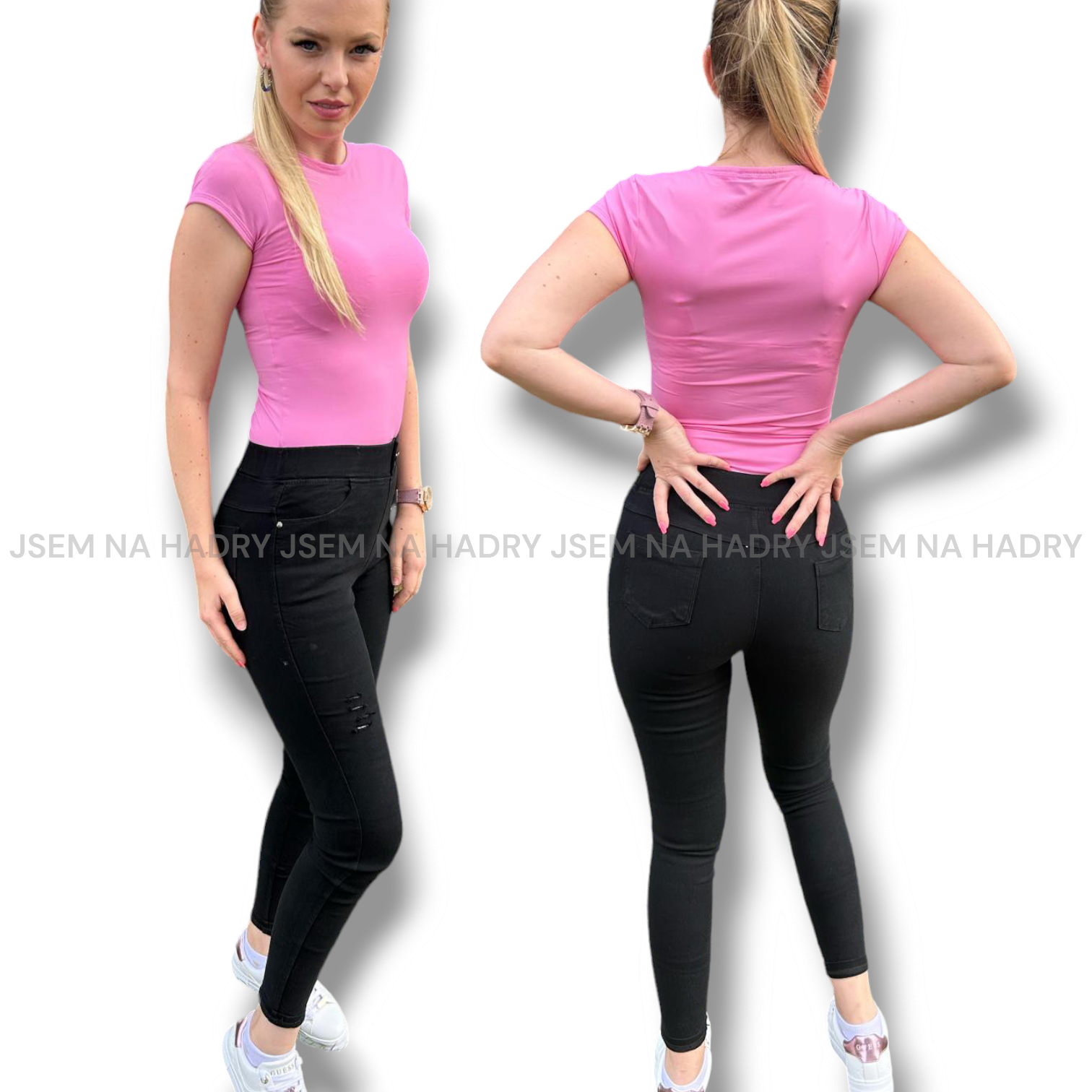 KLAUDIE - trhané džegíny - černá, velikosti S-XL