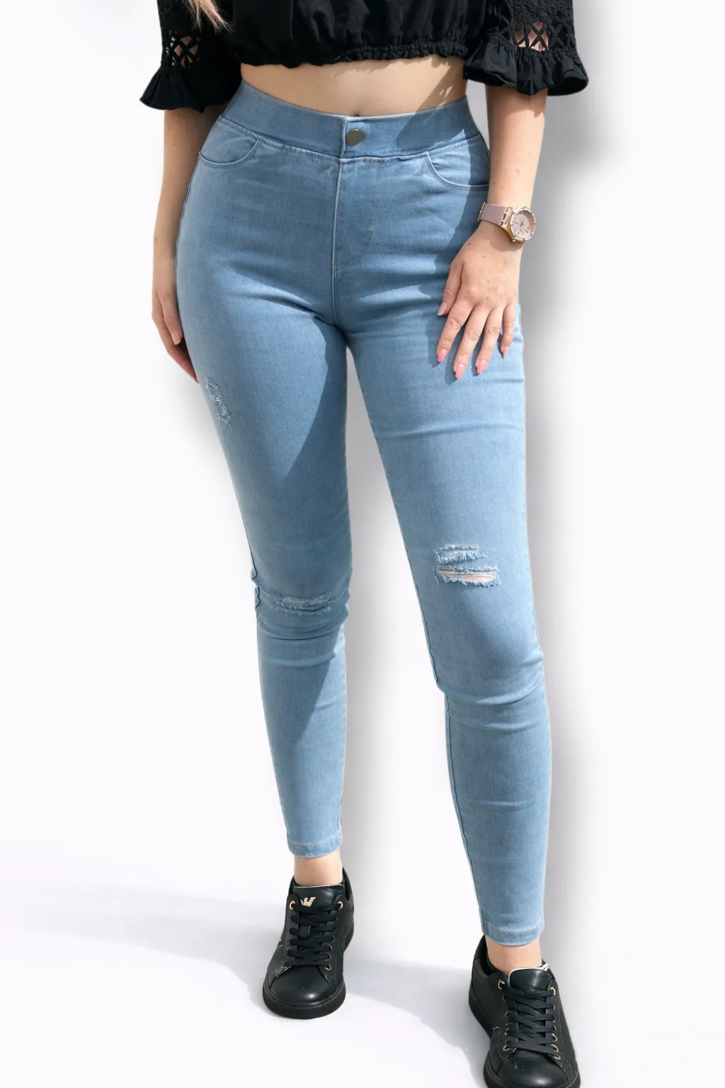 KLAUDIE - trhané džegíny - modrá, velikosti S-XL