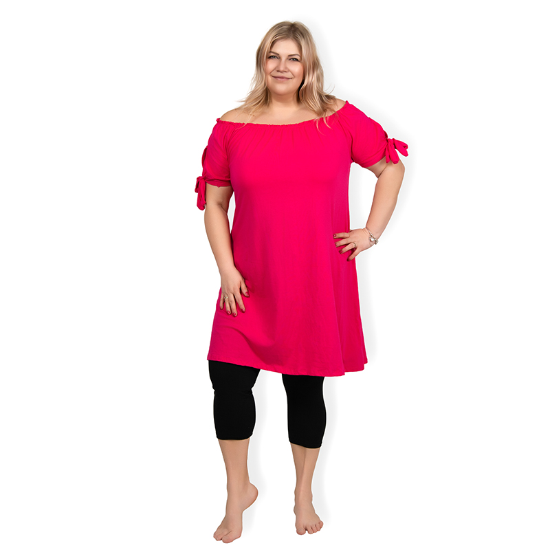 PLUS SIZE šaty Carmen - magenta, sednou do velikosti 50