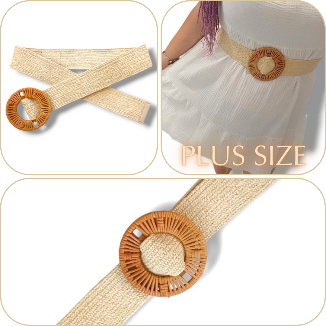 PLUS SIZE pružný přírodní pásek - beige