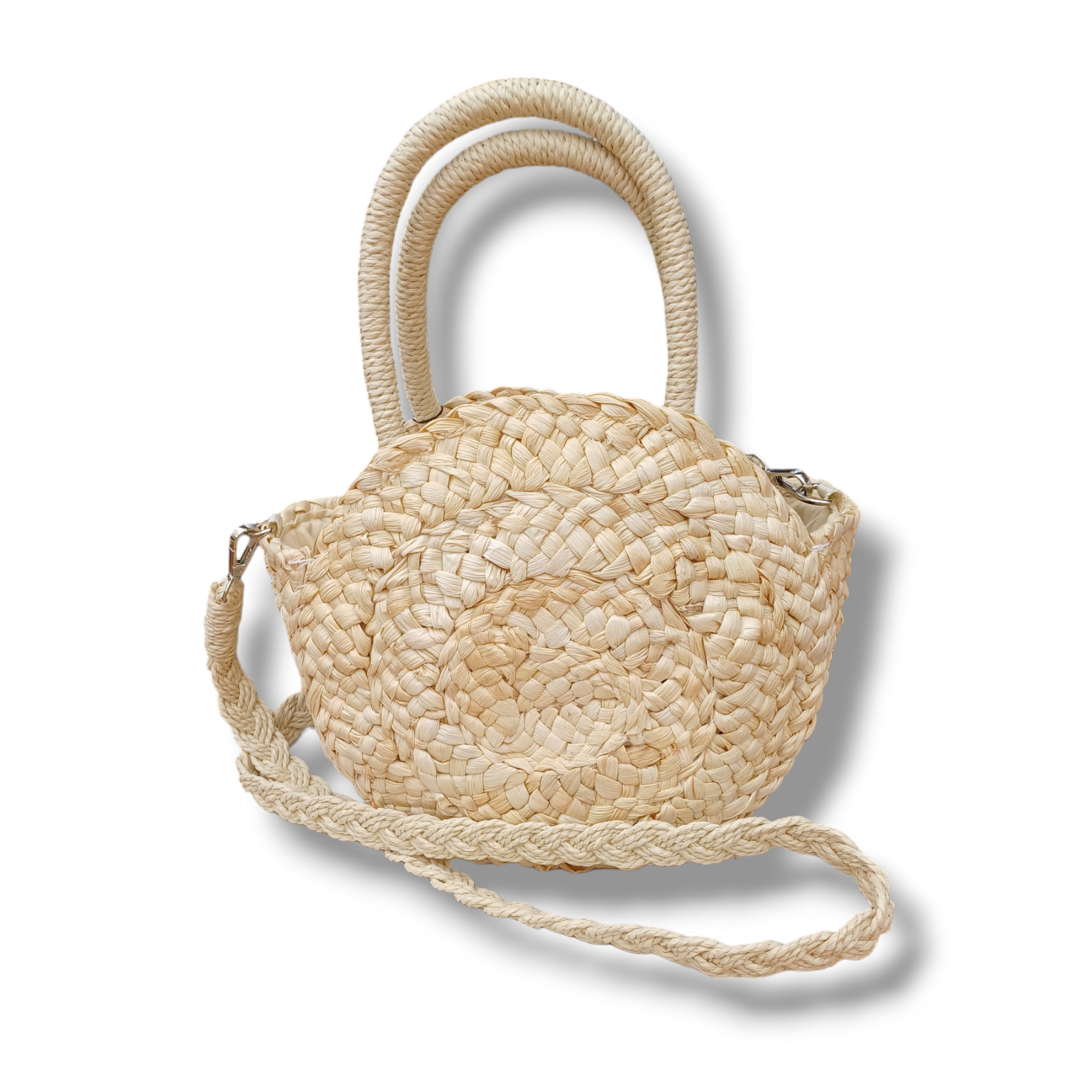 Strawee Round - slaměná kulatá kabelka - beige