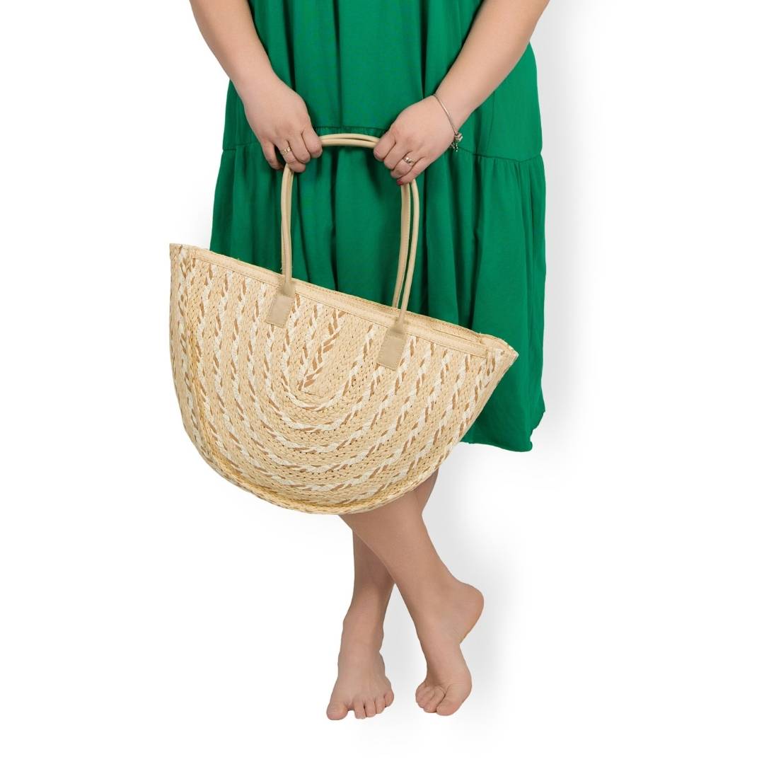 Beach Strawee - plážová slaměná kabelka - beige