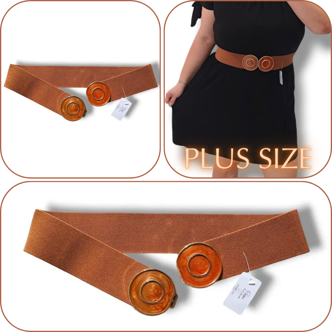 PLUS SIZE pružný hnědý pásek