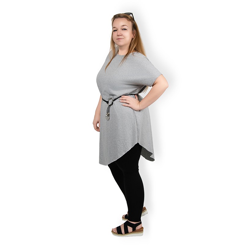 Bellisima - tunika s páskem - šedá, sedne od velikosti L do XXXL