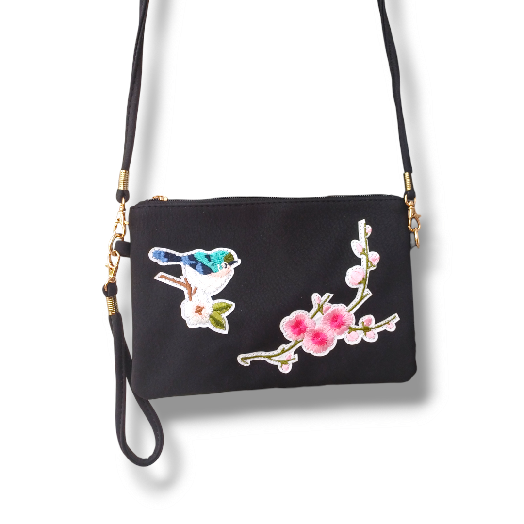 Birdy - kabelka s výšivkou - černá