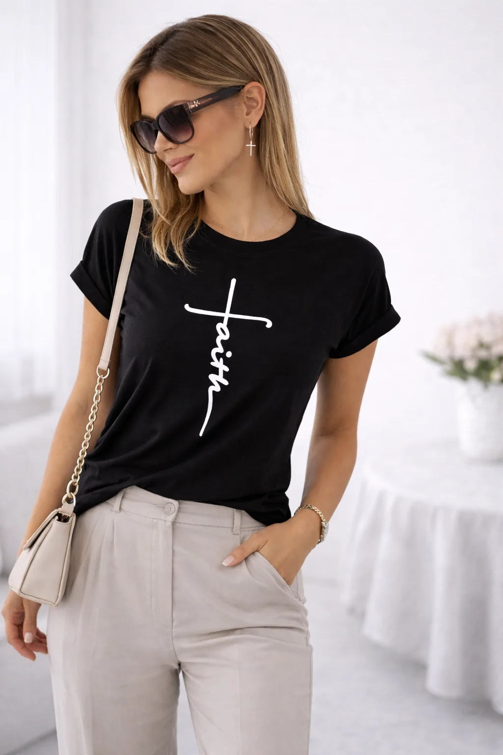 FAITH tričko - černá, sedne od velikosti XS do L