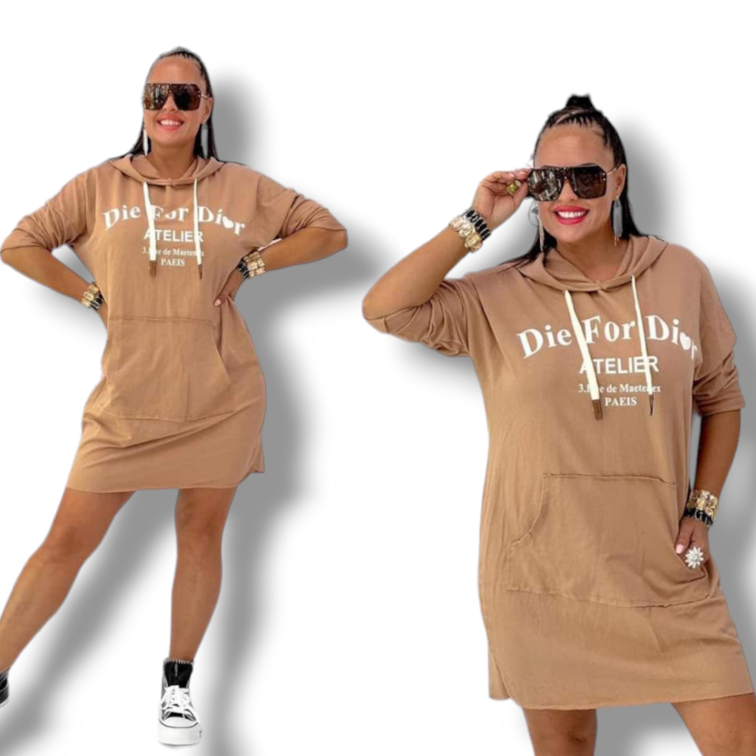 DIE FOR DIOR mikina/šaty - camel, velikost sedne od S do XL