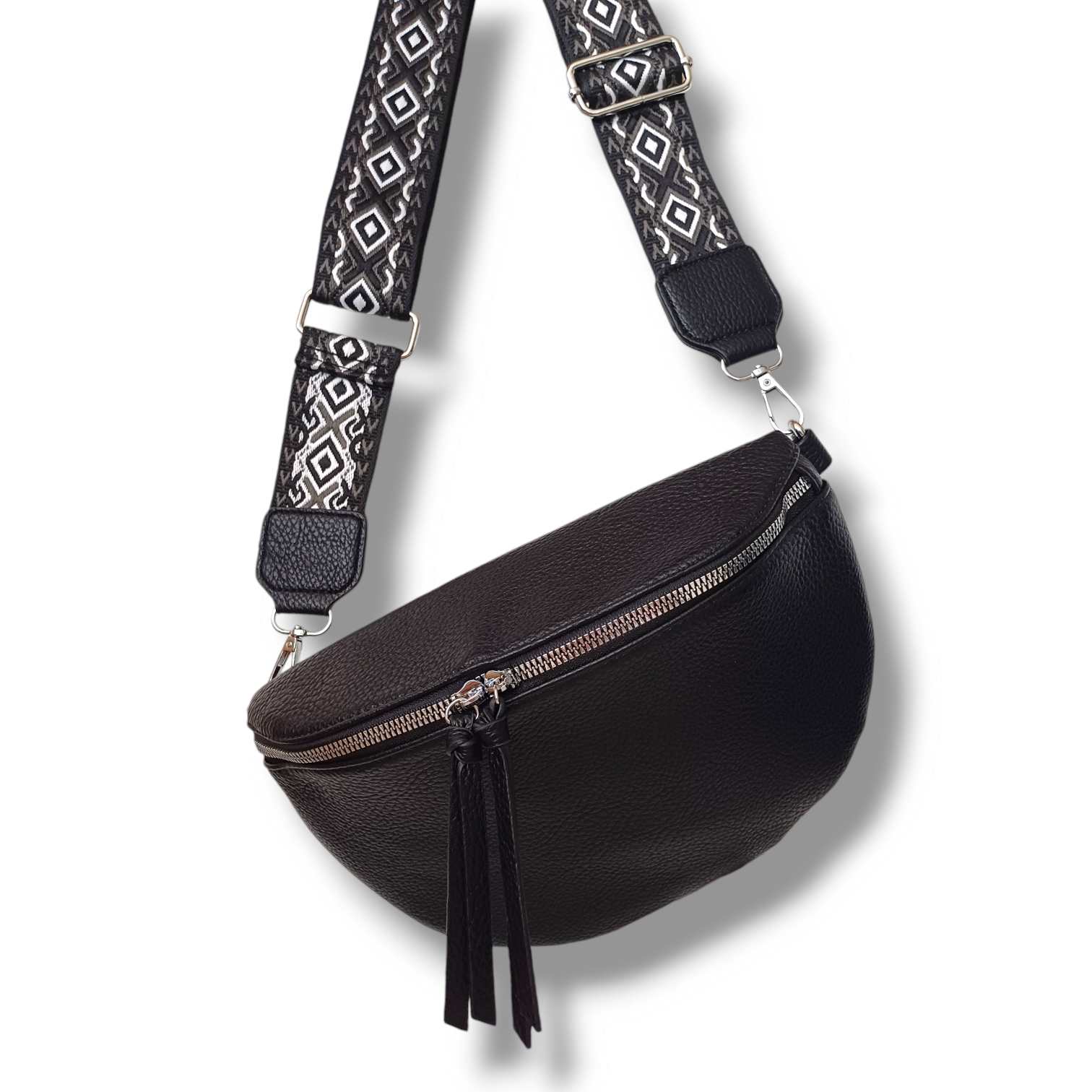 Camaya - crossbody ledvinka s barevným popruhem - black