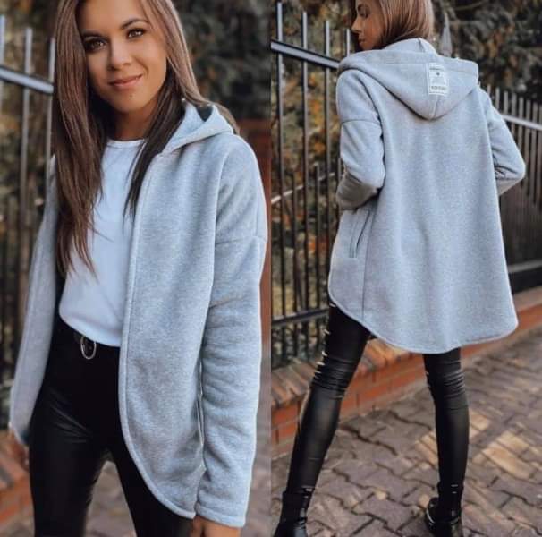 AMELIA - mikinový kardigan - šedá, sedne do XL