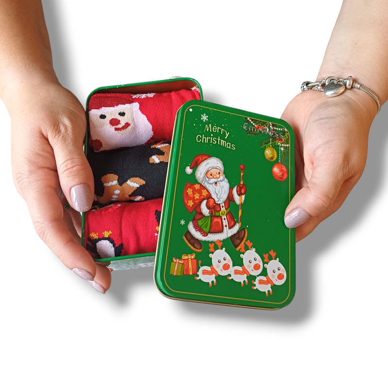 Pánské vánoční ponožky v plechové krabičce - Santa 39-42