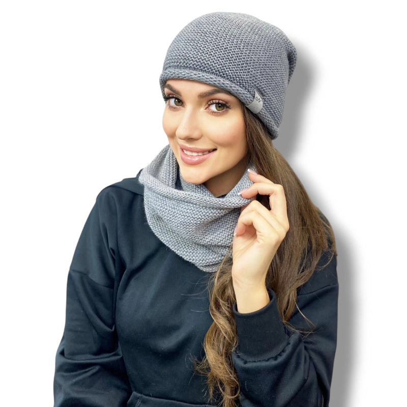 Set čepice s tunelem - šedá