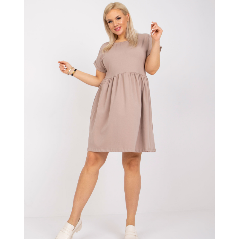 SIMONA - PLUS SIZE šaty - dark beige, velikosti od 2XL do 3XL