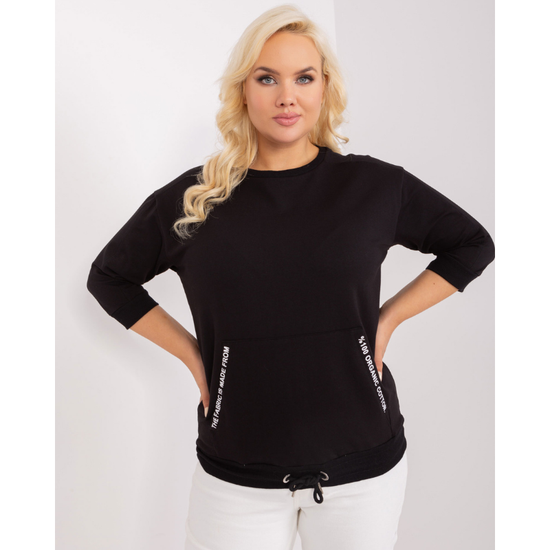 MONA - PLUS SIZE mikinové tričko - černá, velikost sedne do 46