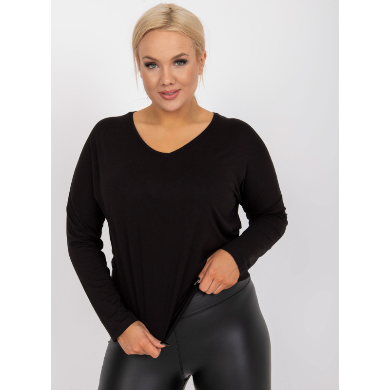 ELISA - PLUS SIZE tričko s dlouhým rukávem - černá, sedne do velikosti 44