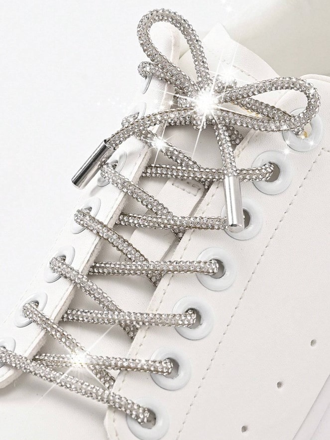 SPARKLE LACES - šedé tkaničky s falešnými diamanty - 100 cm