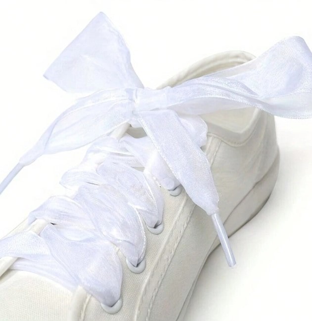CHIFFON LACES – bílé šifonové tkaničky do bot - 120 cm
