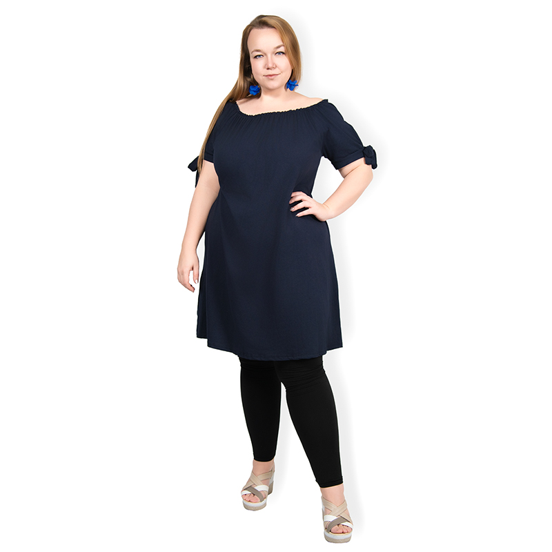 PLUS SIZE šaty Carmen - tmavě modrá, sednou do velikosti 50