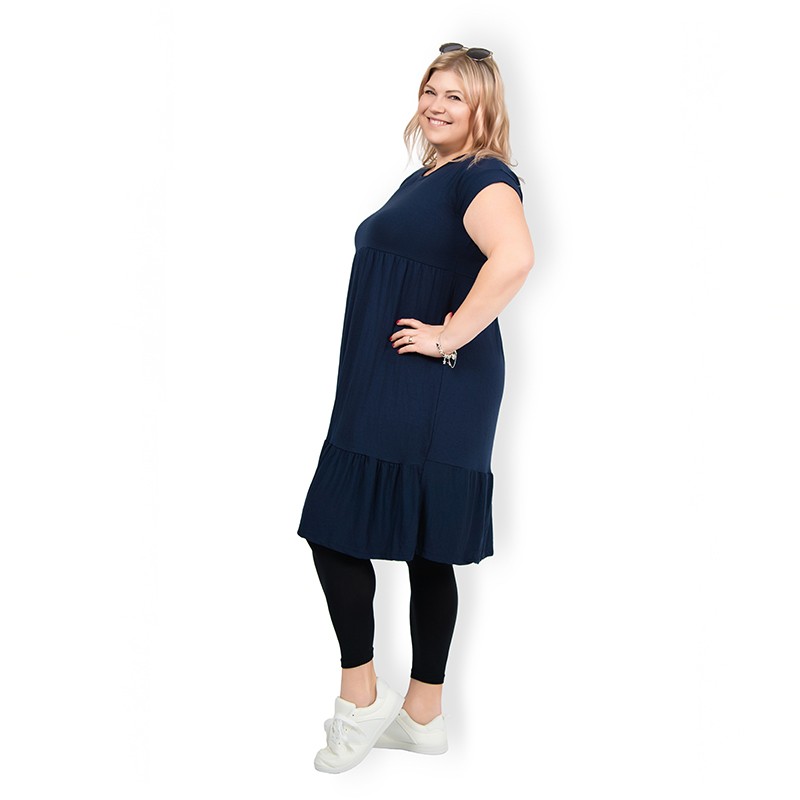 PLUS SIZE šaty Kate - tmavě modrá, sednou do velikosti 50