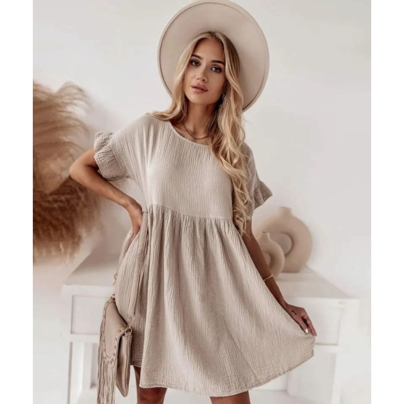 PALOMA - mušelínové šaty - béžová, sedne do velikosti XL