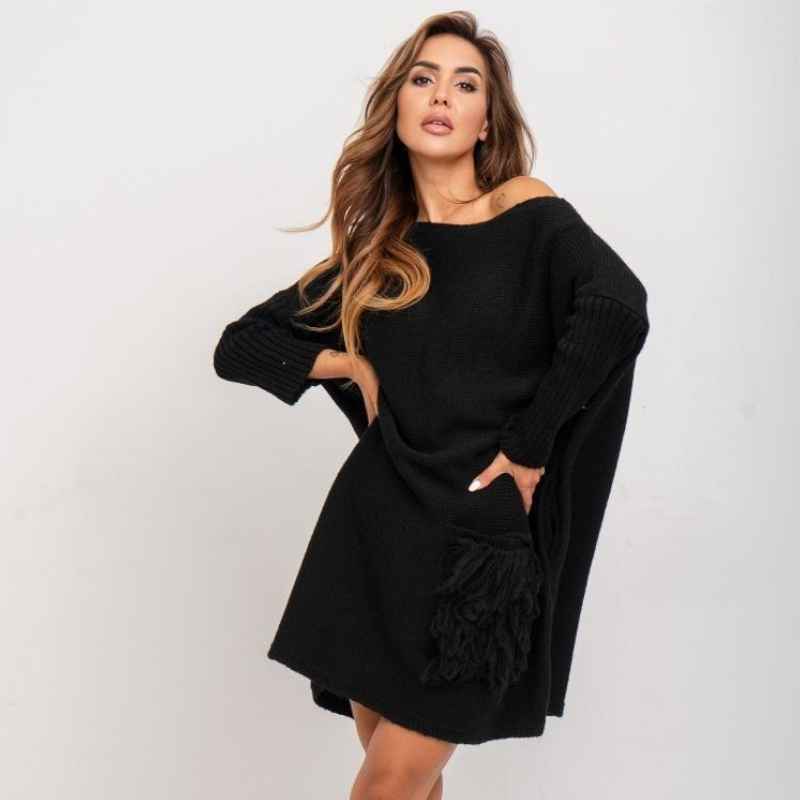 SANDY - oversize svetr - černá, sedne od S do XL