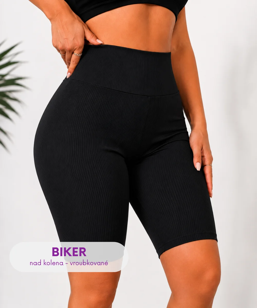 Velvetky BIKER - černé vroubkované bambusové kraťasy, velikost 3XL/4XL