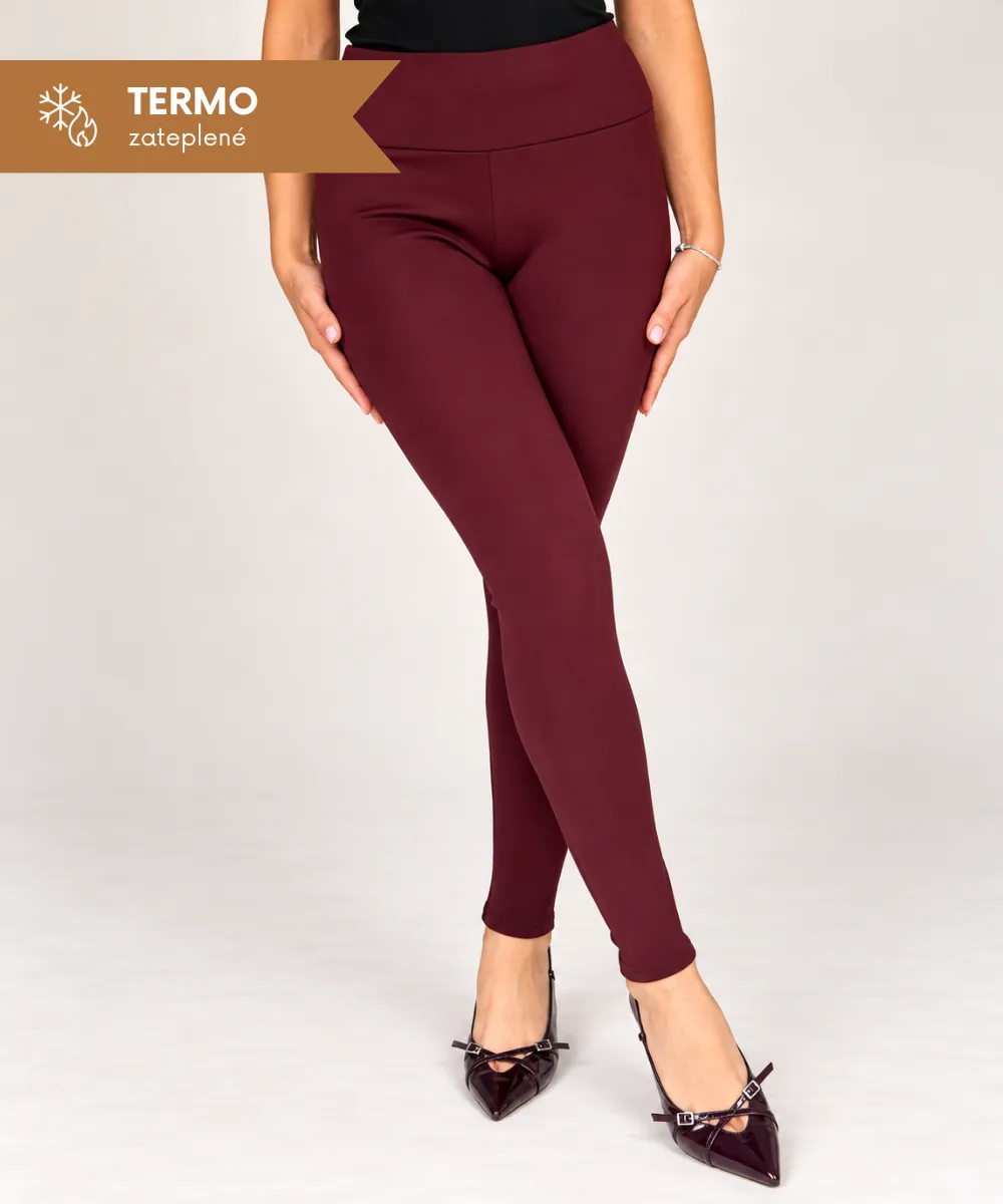 ALASKA - zateplené tvarující legíny - burgundy, velikosti od S do 6XL