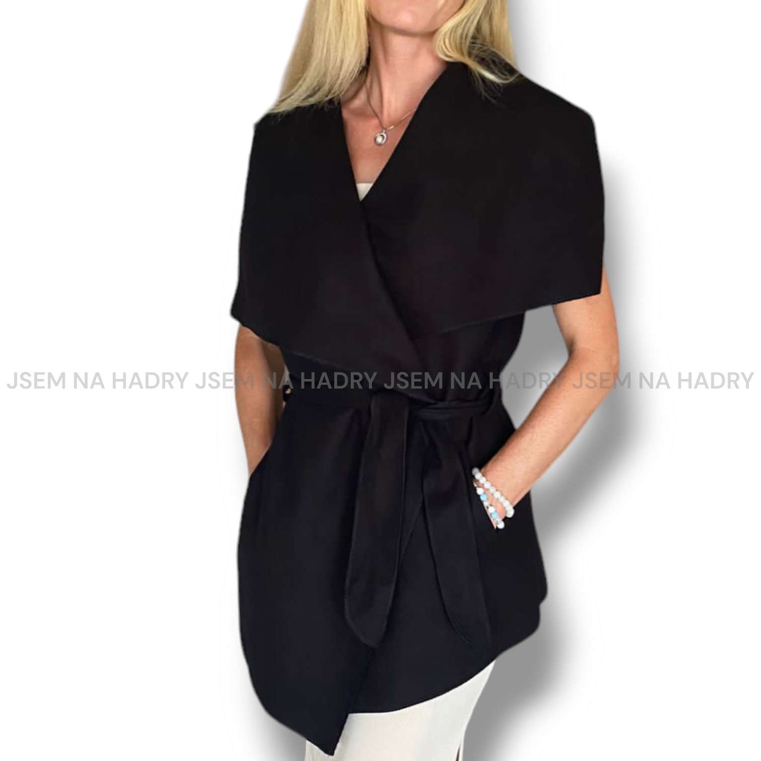 Moly - flaušová vesta krátká - černá, sedne od velikosti XS do XL