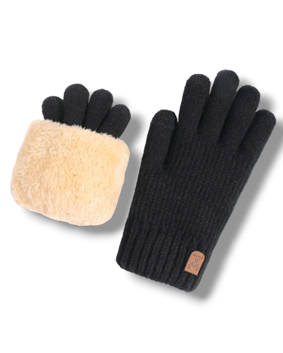 UNISEX zateplené prstové rukavice hladké - černé