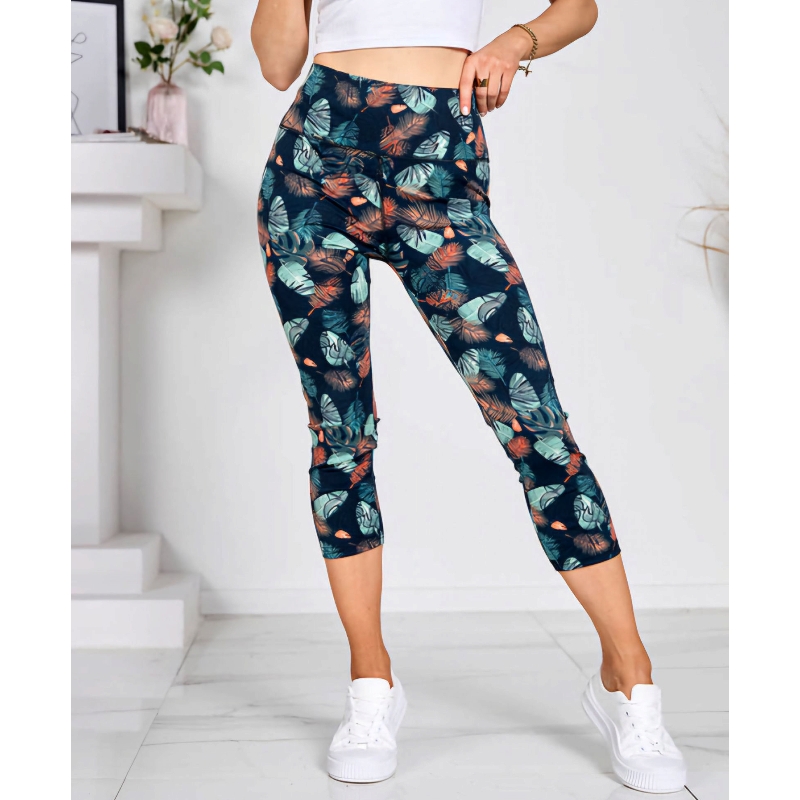 3/4 legíny Monstera - zelená, velikosti od S-XXL