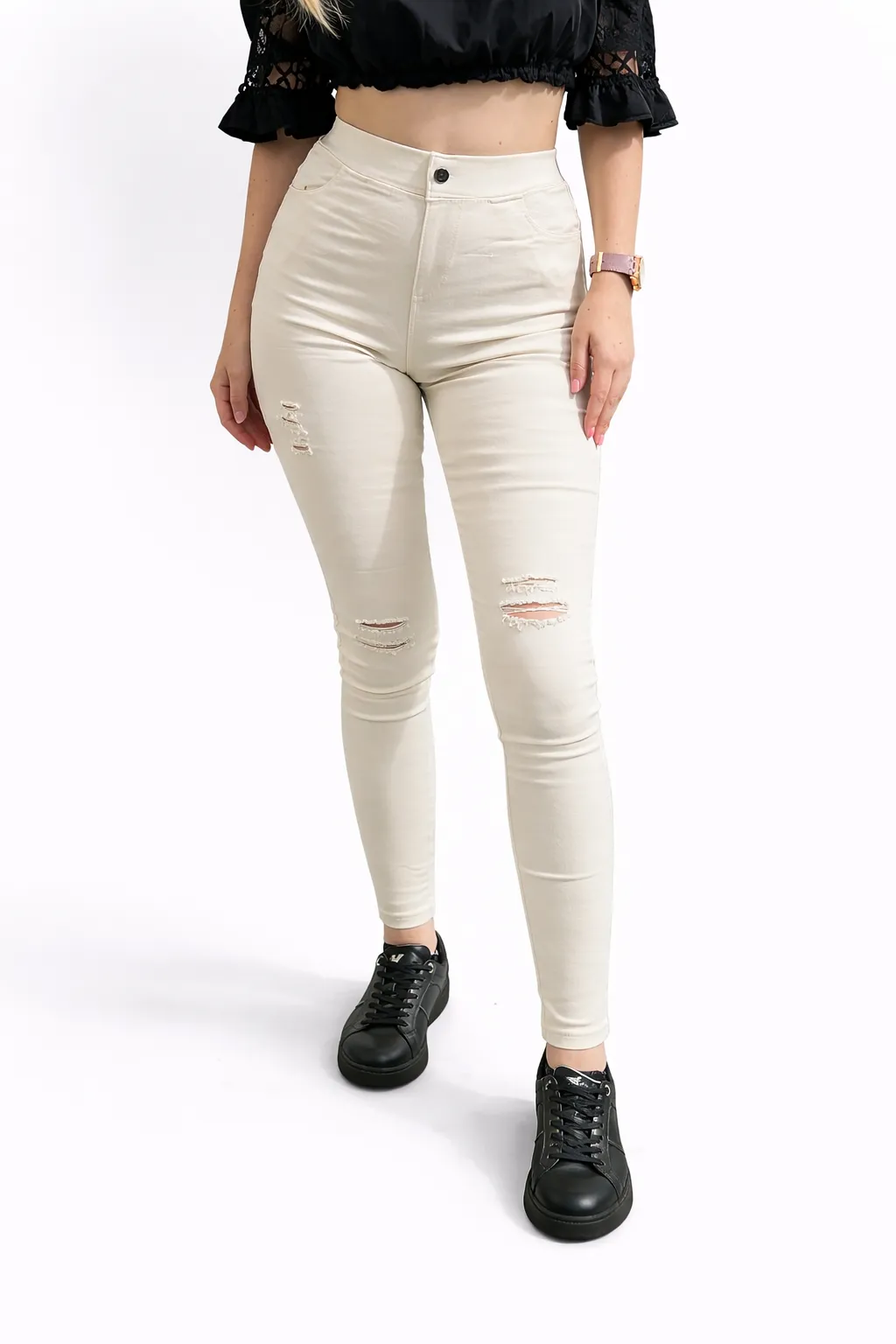 KLAUDIE - trhané džegíny - žlutá, velikost S/M