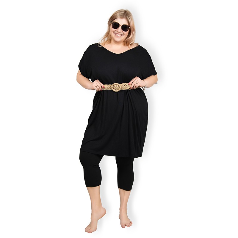 Tilly - černé PLUS SIZE šaty s průstřihy, sednou do velikosti 52