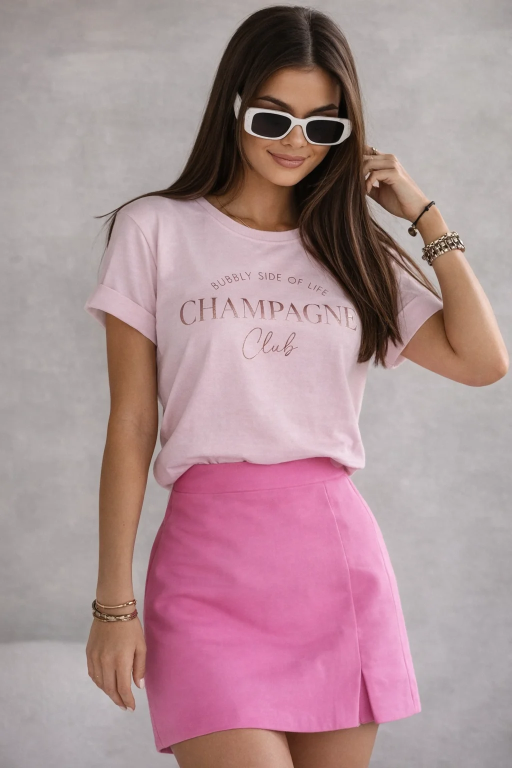 CHAMPAGNE CLUB tričko - růžová, sedne od velikosti XS do M