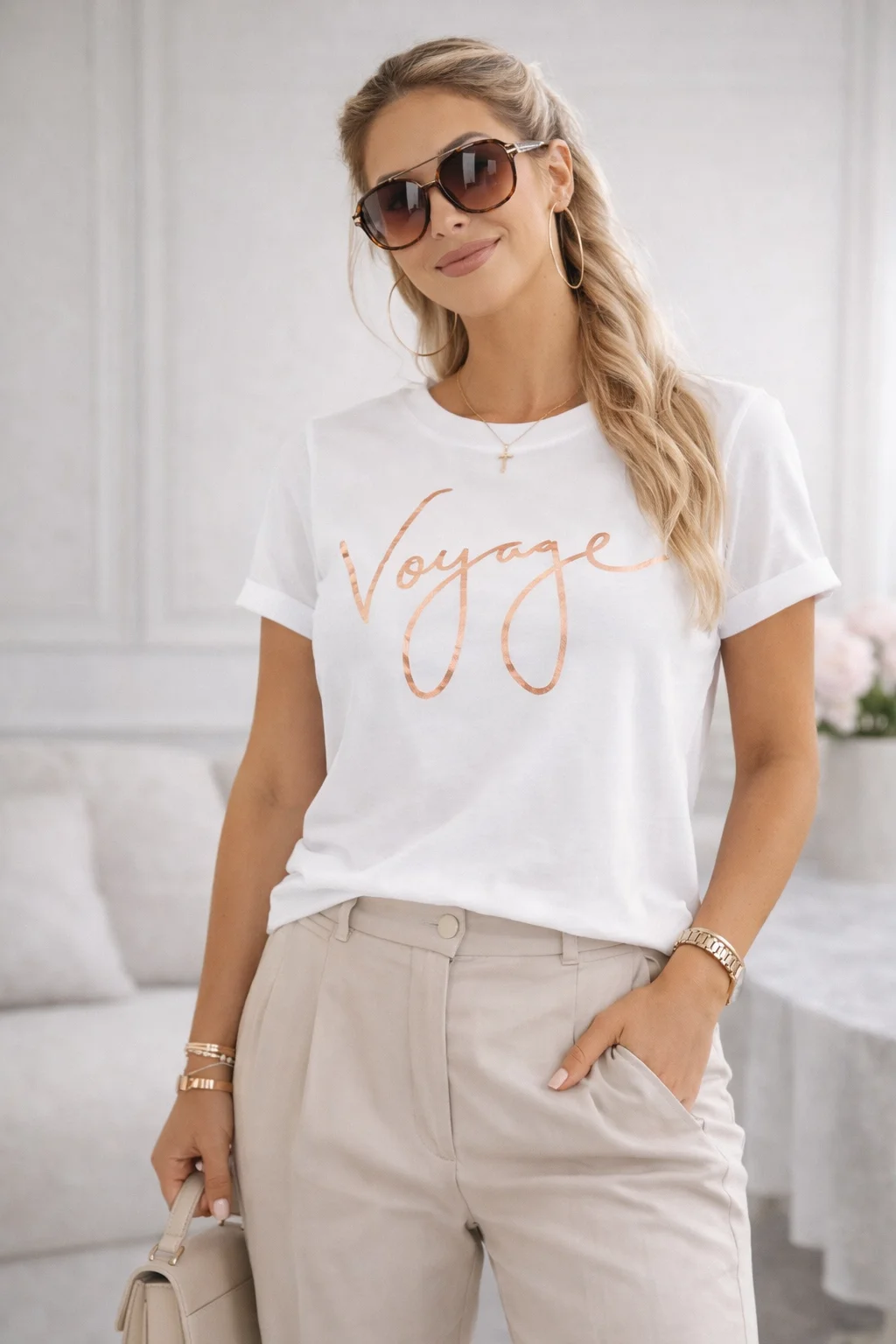 VOYAGE tričko - bílá, sedne od velikosti XS do M