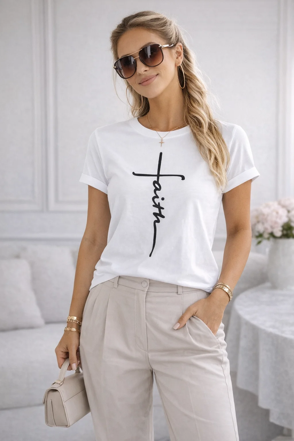 FAITH tričko - bílá, sedne od velikosti XS do L