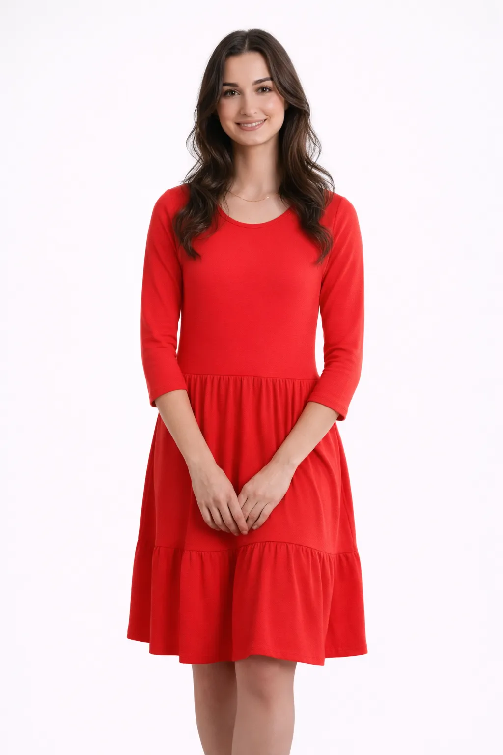 Šaty Julie s 3/4 rukávem - červená, sedne od velikosti S do L